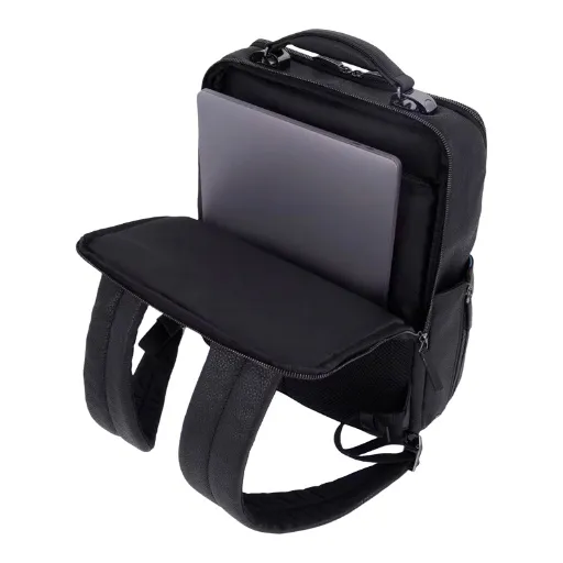 -PIQUADRO Zaino in Pelle con Sistema di Antifurto Nero CA4818MOS/N