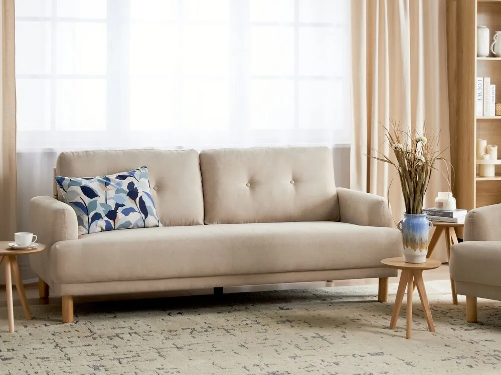 3 Seater Corduroy Sofa Beige TUVE