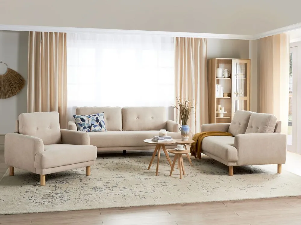 3 Seater Corduroy Sofa Beige TUVE