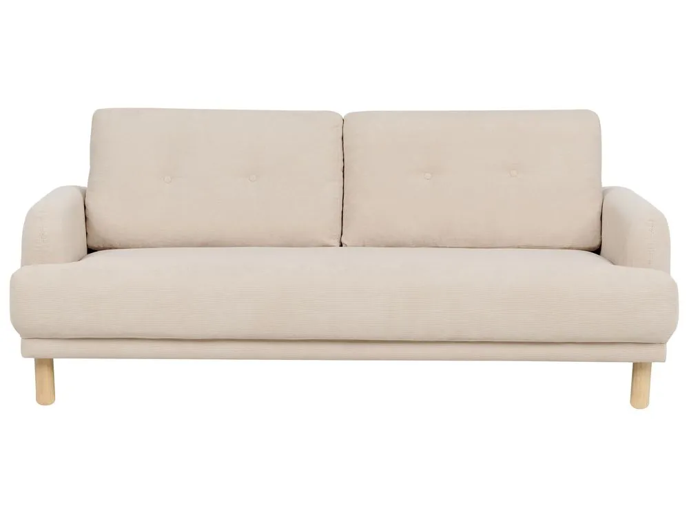 3 Seater Corduroy Sofa Beige TUVE