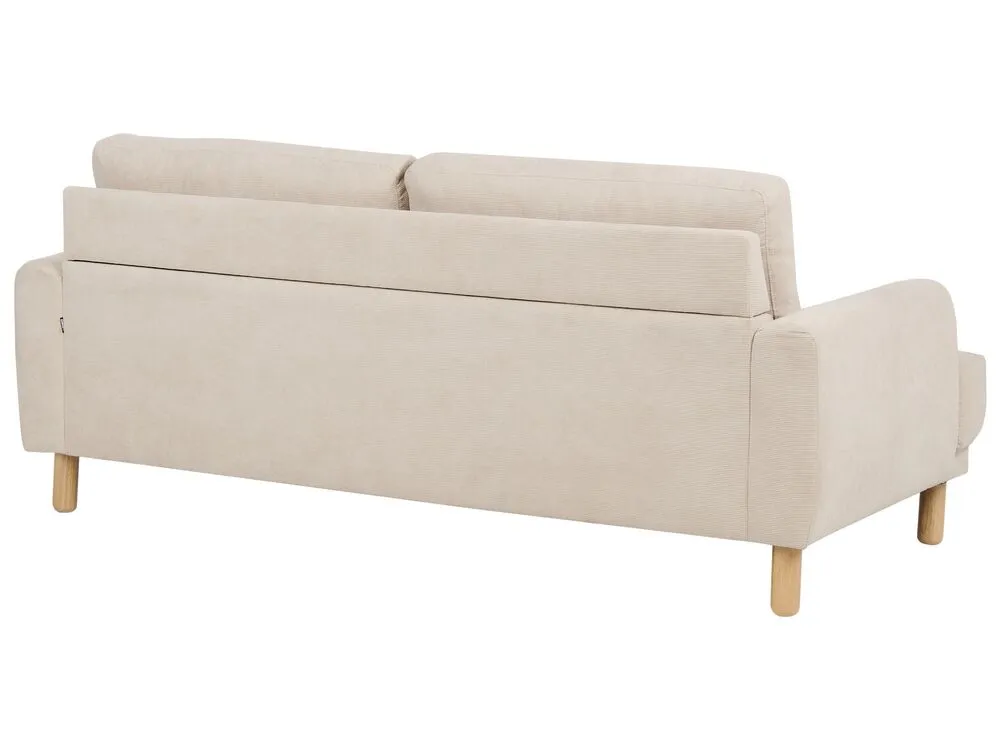 3 Seater Corduroy Sofa Beige TUVE