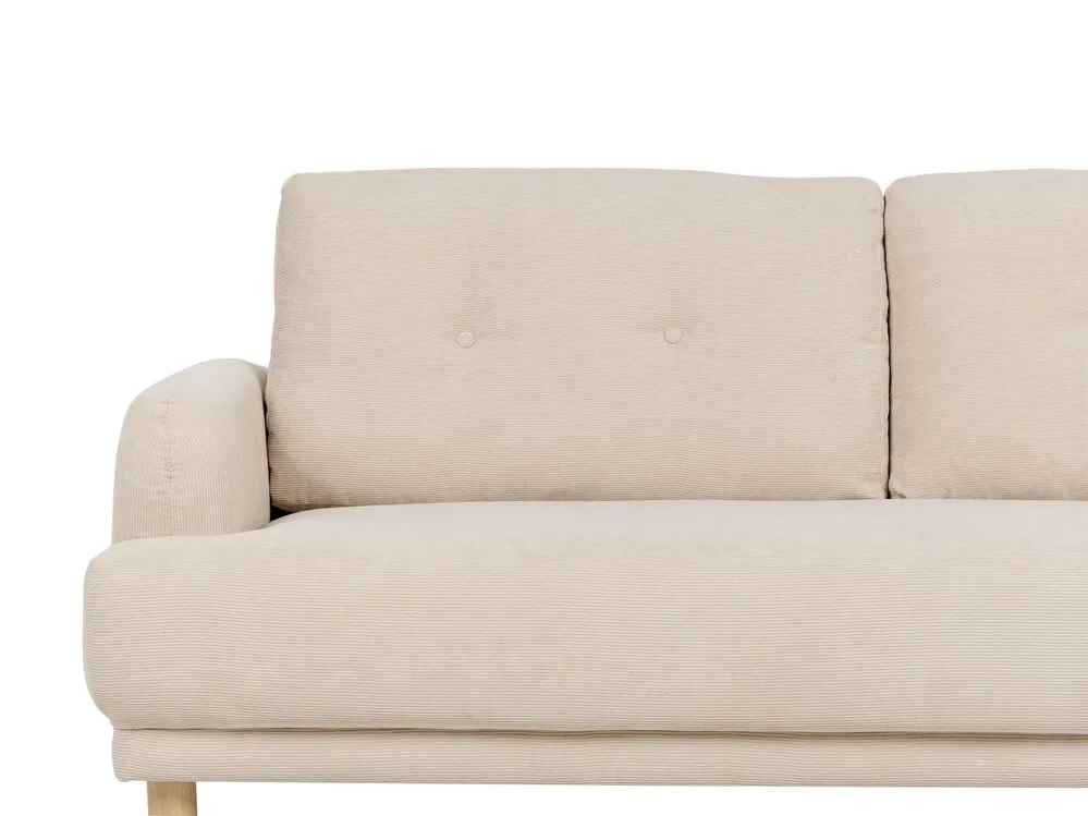 3 Seater Corduroy Sofa Beige TUVE