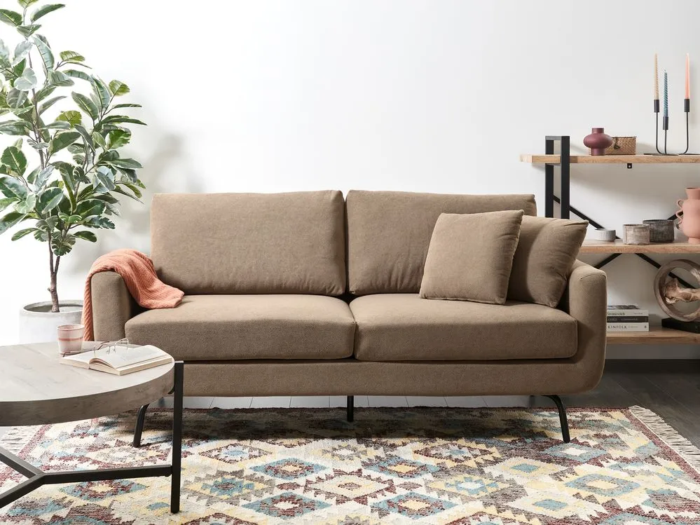 3 Seater Fabric Sofa Light Brown VESALA