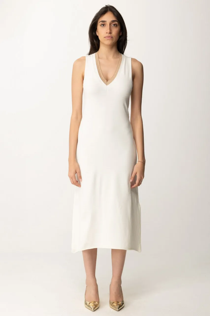 Abito in maglia con scollo in lurex Panna