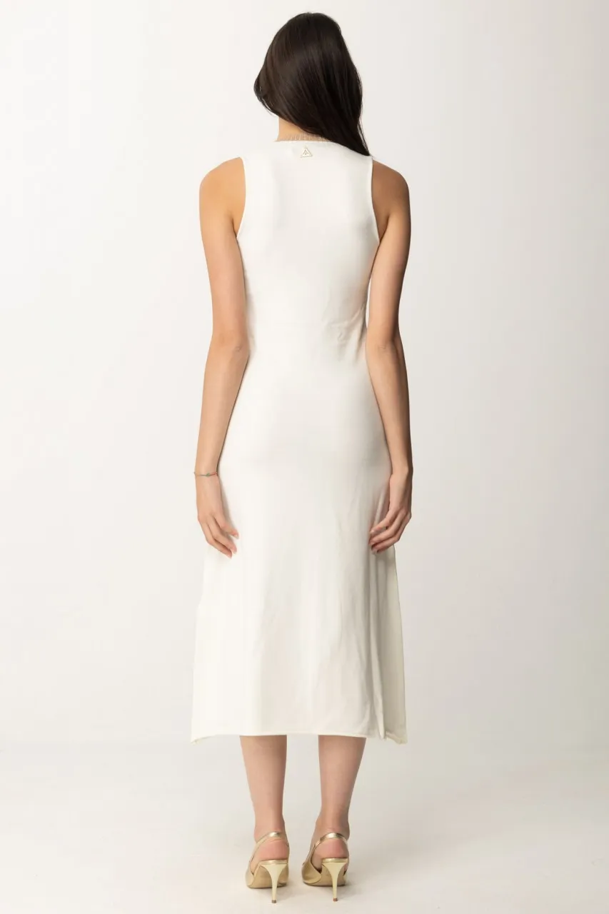 Abito in maglia con scollo in lurex Panna
