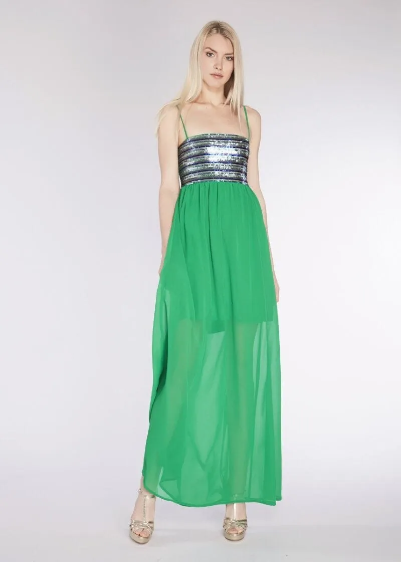Abito lungo con paillettes
