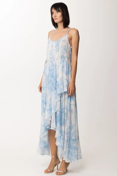 Abito lungo con pizzo e stampa a fiori ST FIORE SANDERSON NEVE/AZZURR
