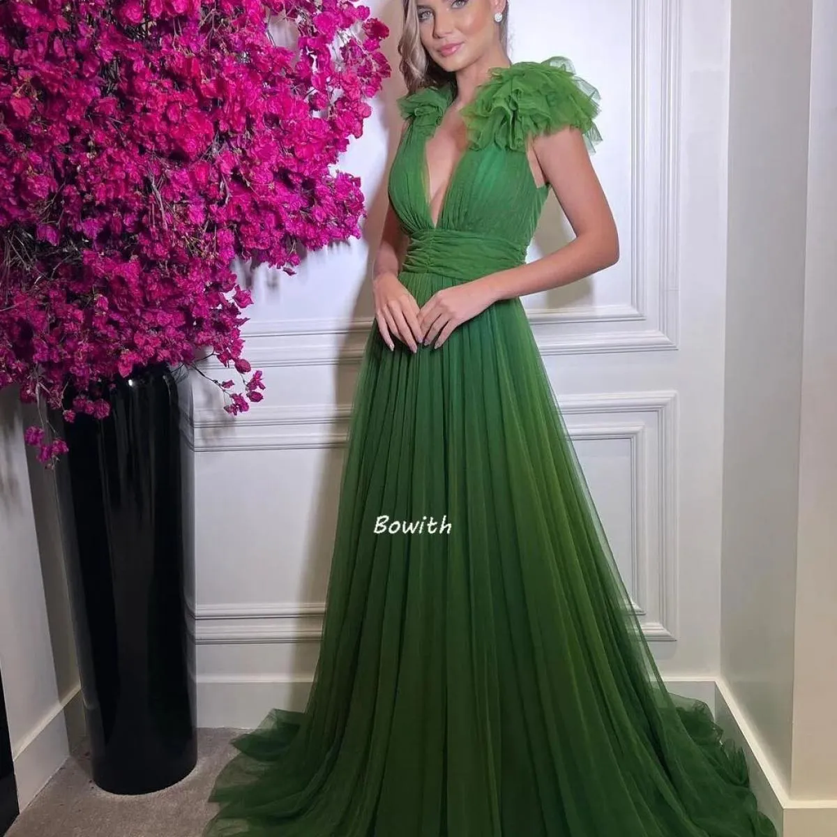 Abito Lungo Donna Verde Sera Abito Lungo Sera Party Verde Linea Verde Elegante