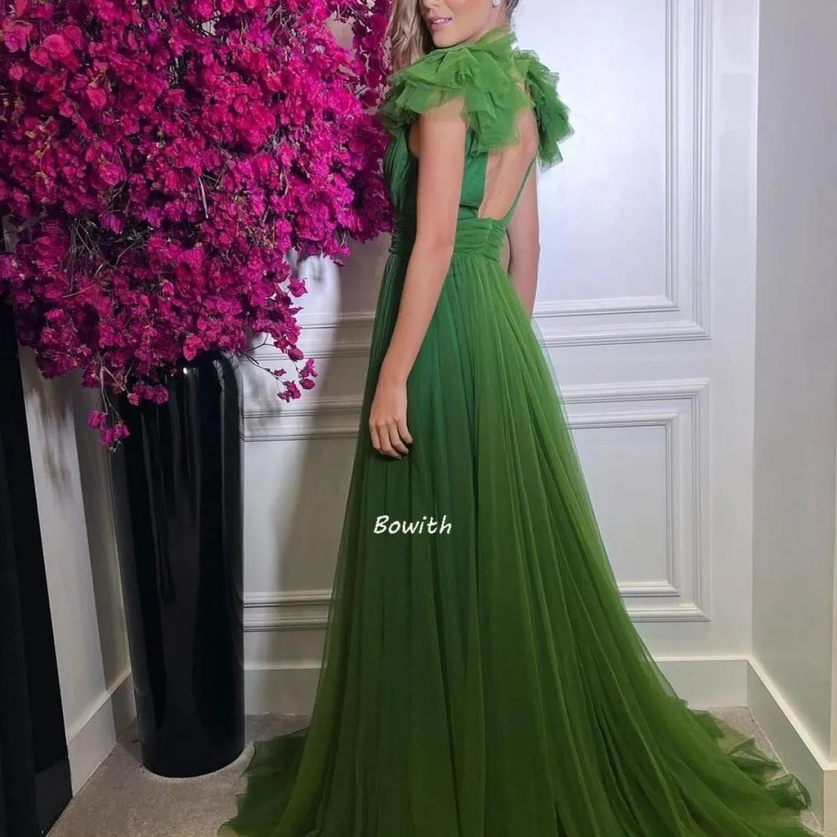 Abito Lungo Donna Verde Sera Abito Lungo Sera Party Verde Linea Verde Elegante
