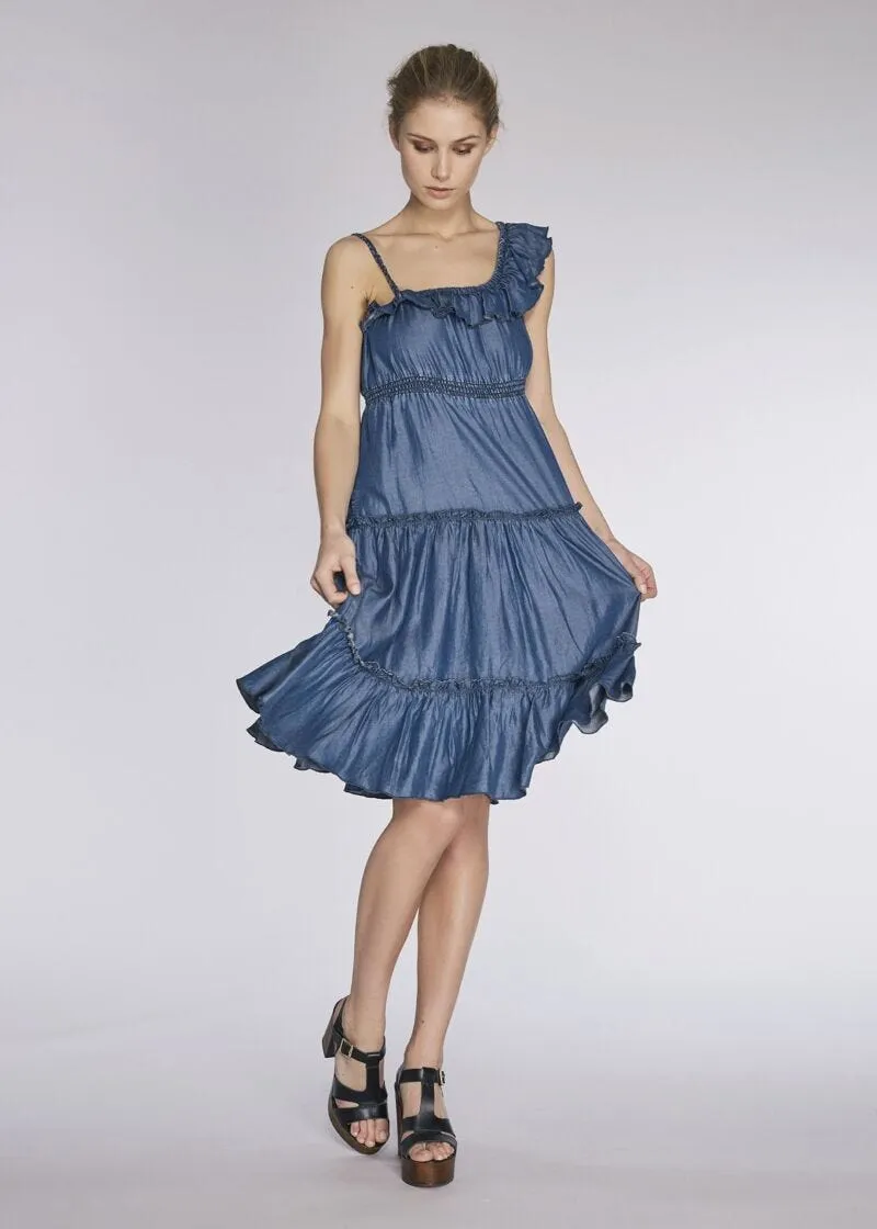Abito monospalla in denim