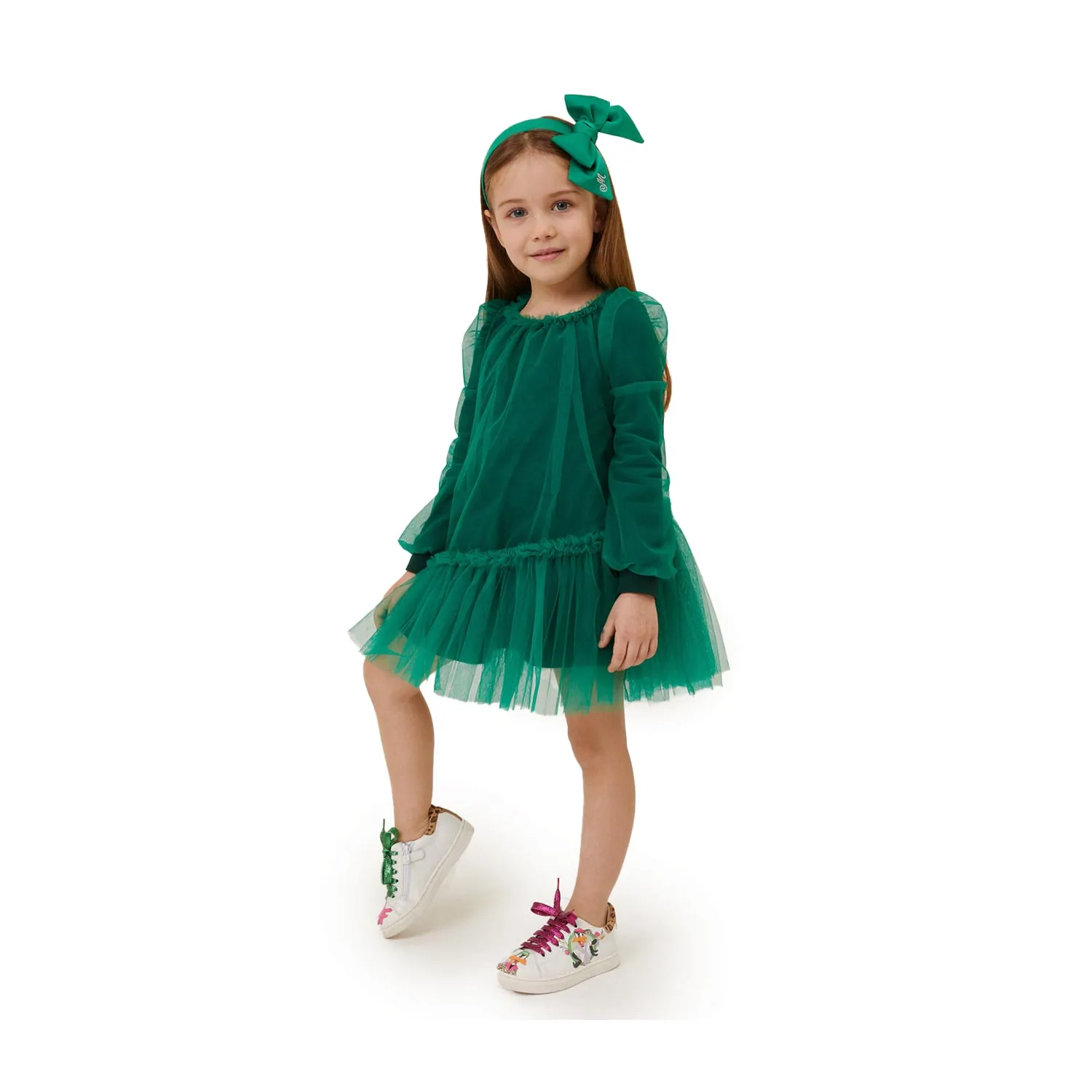 Abito Verde Per Bambina In Tulle