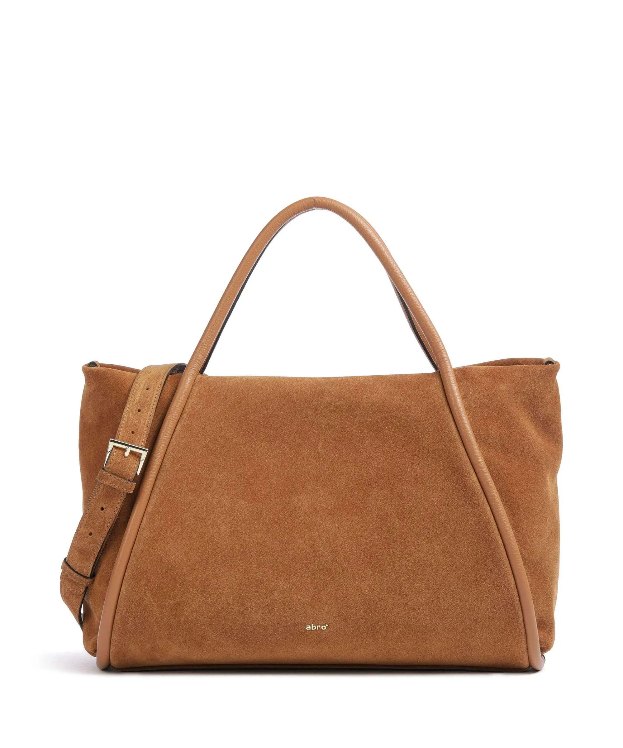  Abro Suede Willow Borsa a mano pelle bovina ruvida cognac  