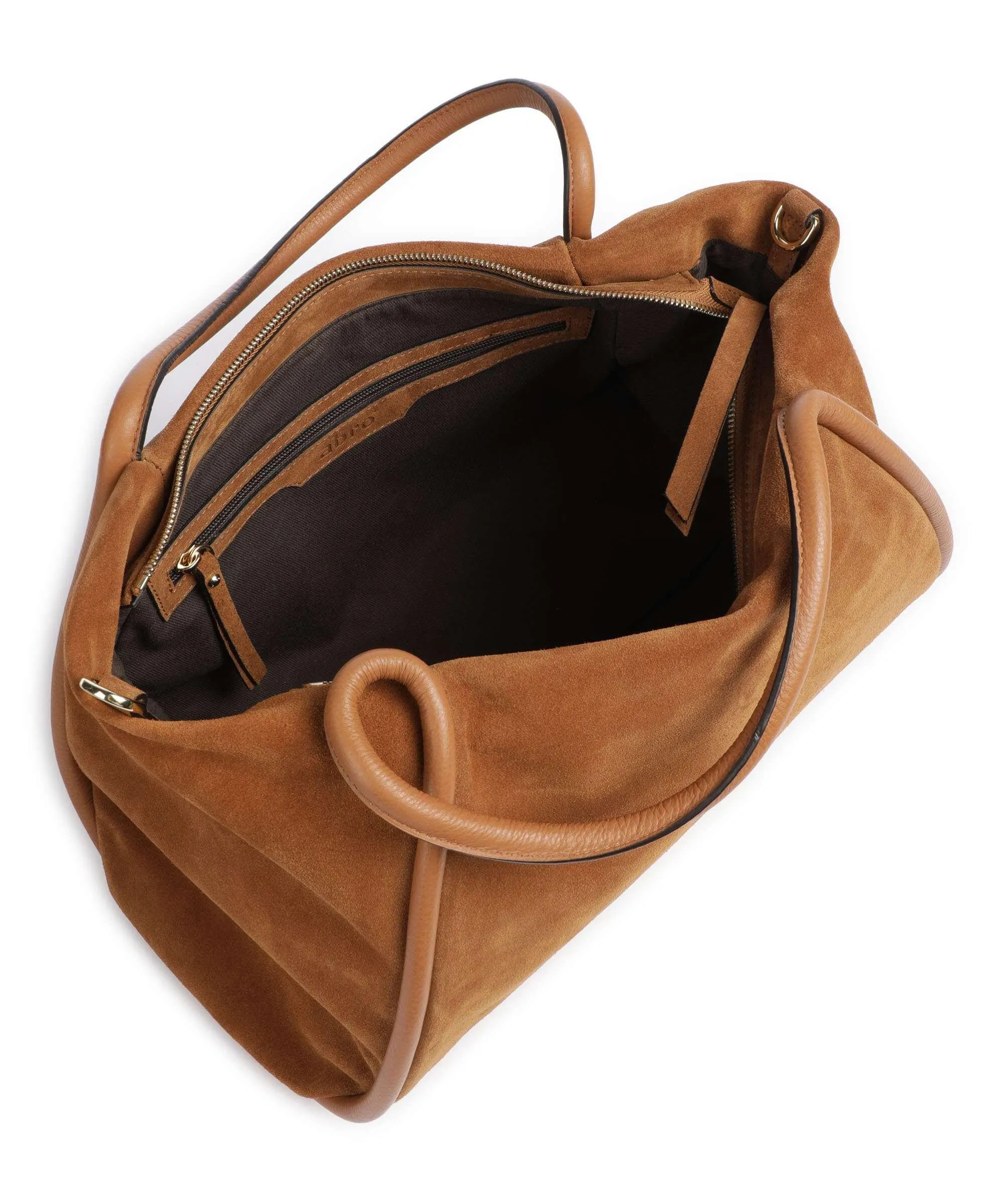  Abro Suede Willow Borsa a mano pelle bovina ruvida cognac  