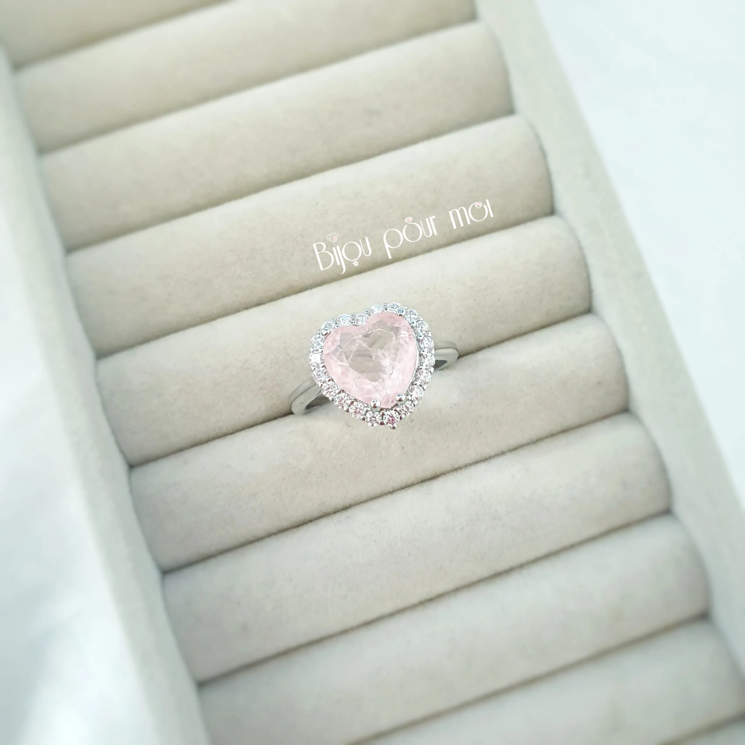 Anello Kate maxi cuore “ice” rosa – Argento925