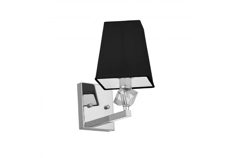 Applique lampada da parete cromata con paralume nero MONTERO W1