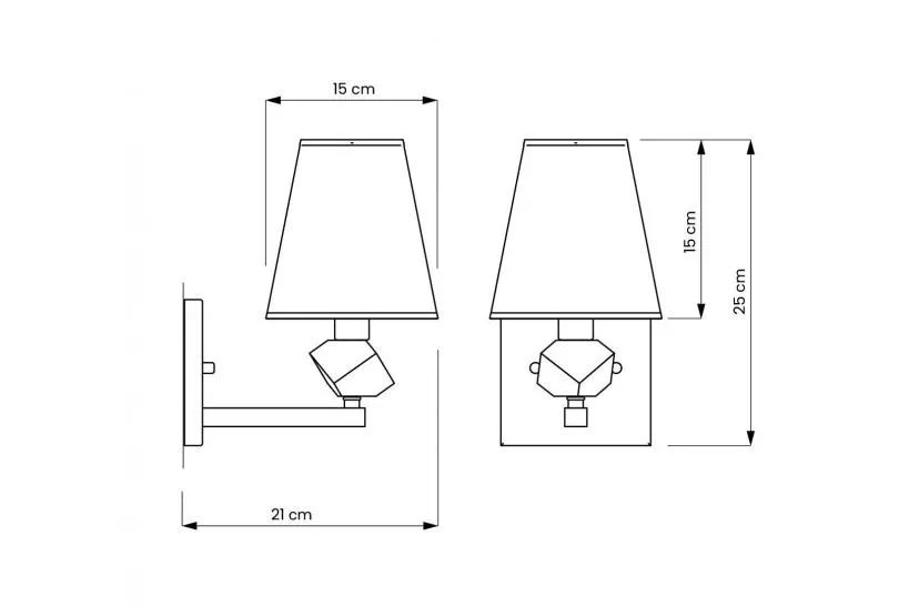 Applique lampada da parete cromata con paralume nero MONTERO W1
