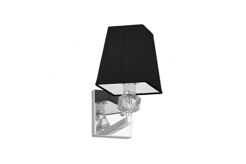 Applique lampada da parete cromata con paralume nero MONTERO W1