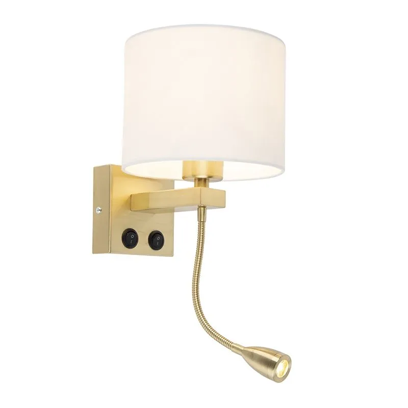Applique moderno BRESCIA oro con paralume bianco 18/18/14
