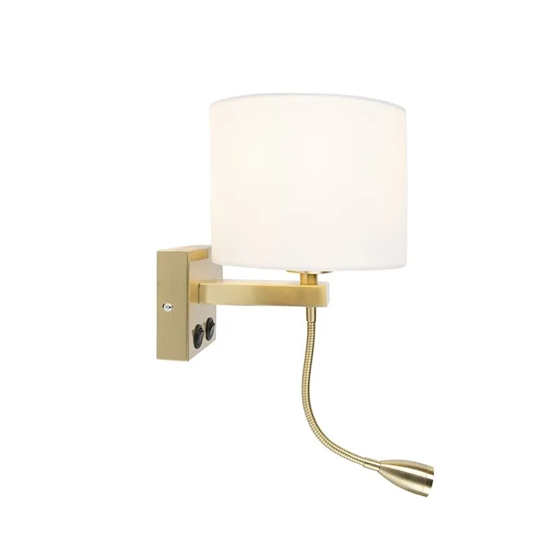 Applique moderno BRESCIA oro con paralume bianco 18/18/14