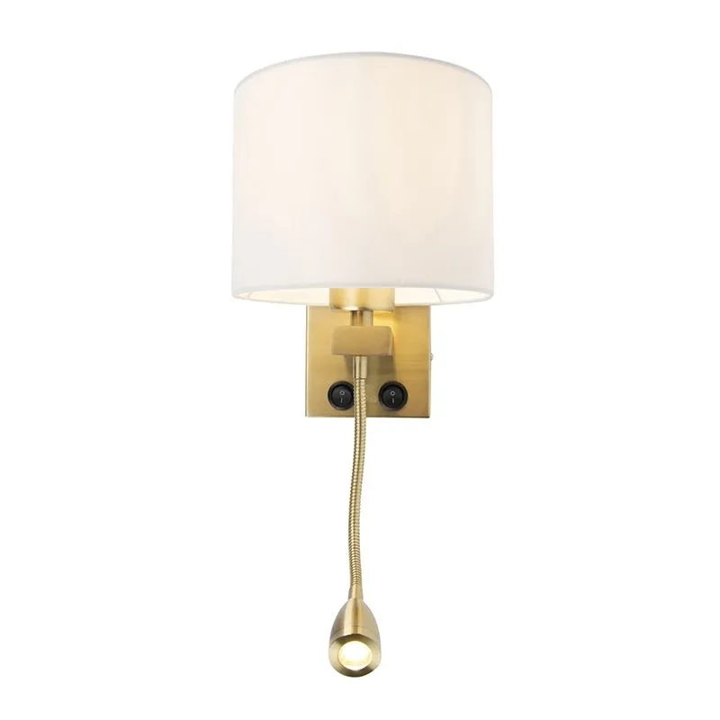 Applique moderno BRESCIA oro con paralume bianco 18/18/14