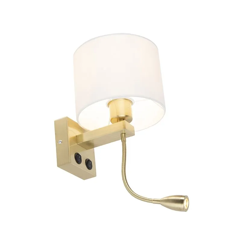 Applique moderno BRESCIA oro con paralume bianco 18/18/14