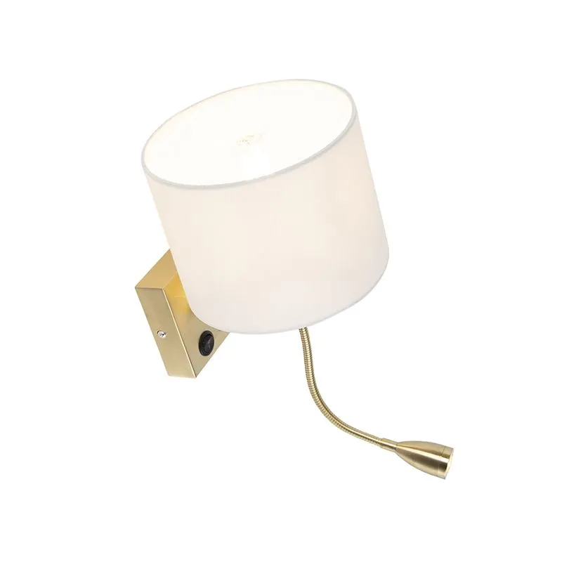 Applique moderno BRESCIA oro con paralume bianco 18/18/14