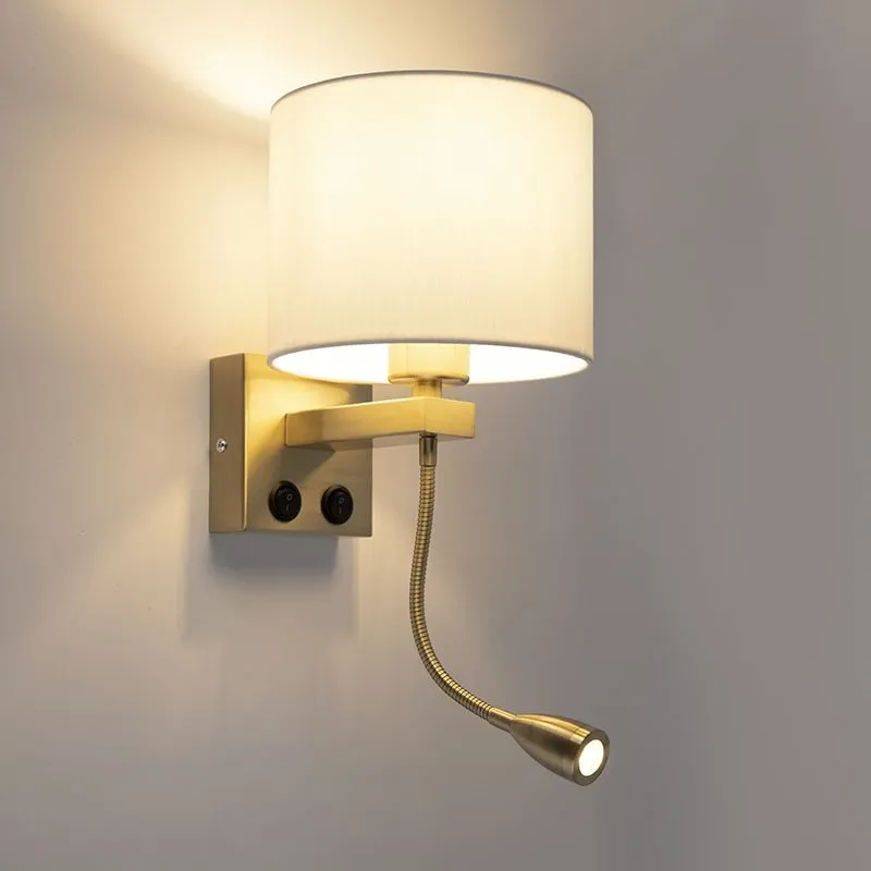 Applique moderno BRESCIA oro con paralume bianco 18/18/14
