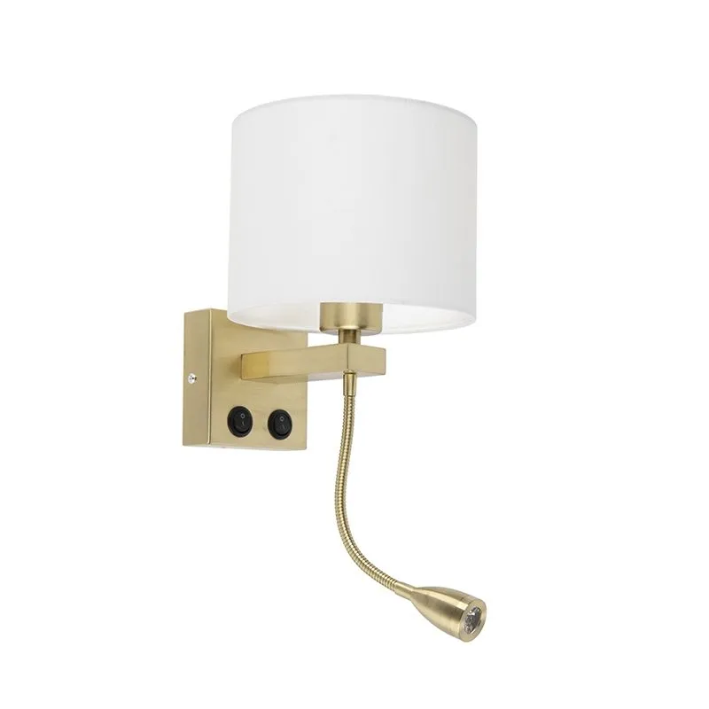 Applique moderno BRESCIA oro con paralume bianco 18/18/14