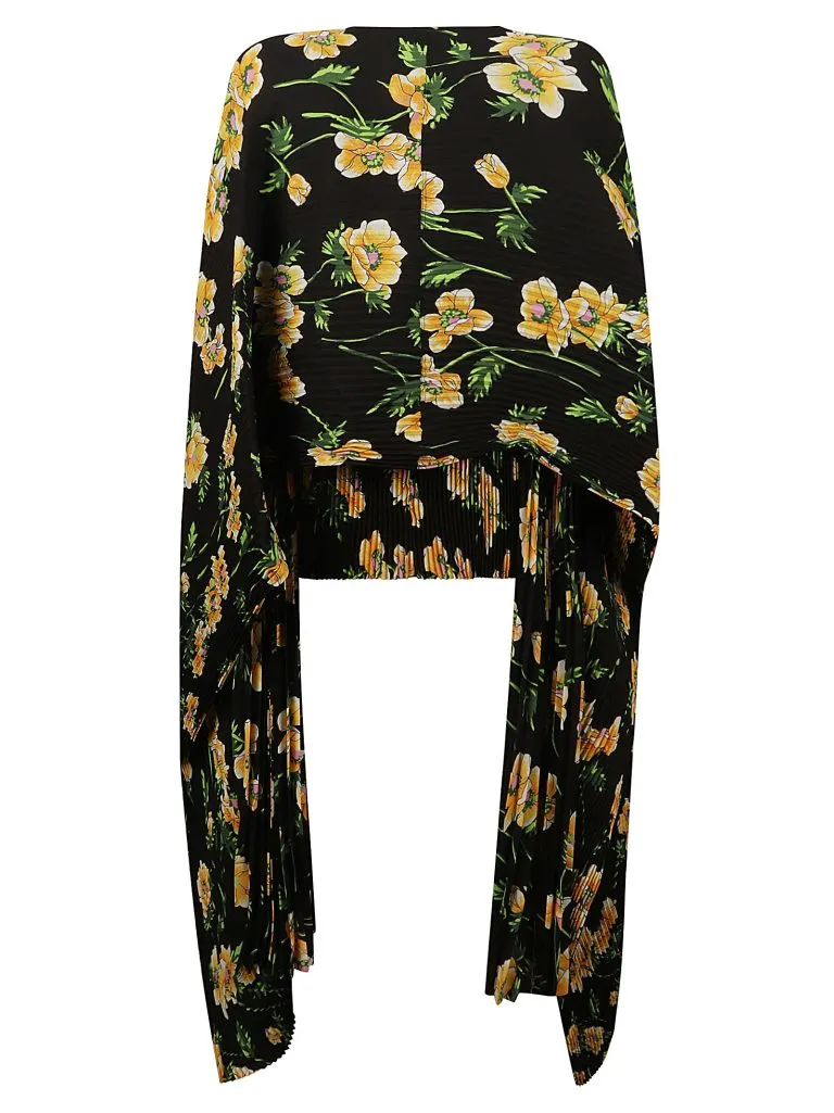 BALENCIAGAScarf Pleated Blouse Black/yellow