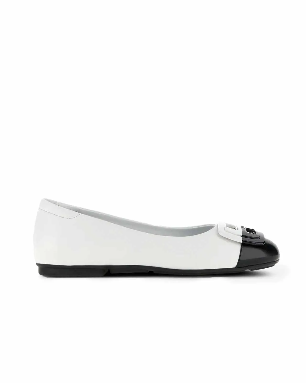 Ballerina H661 pelle bianco nero