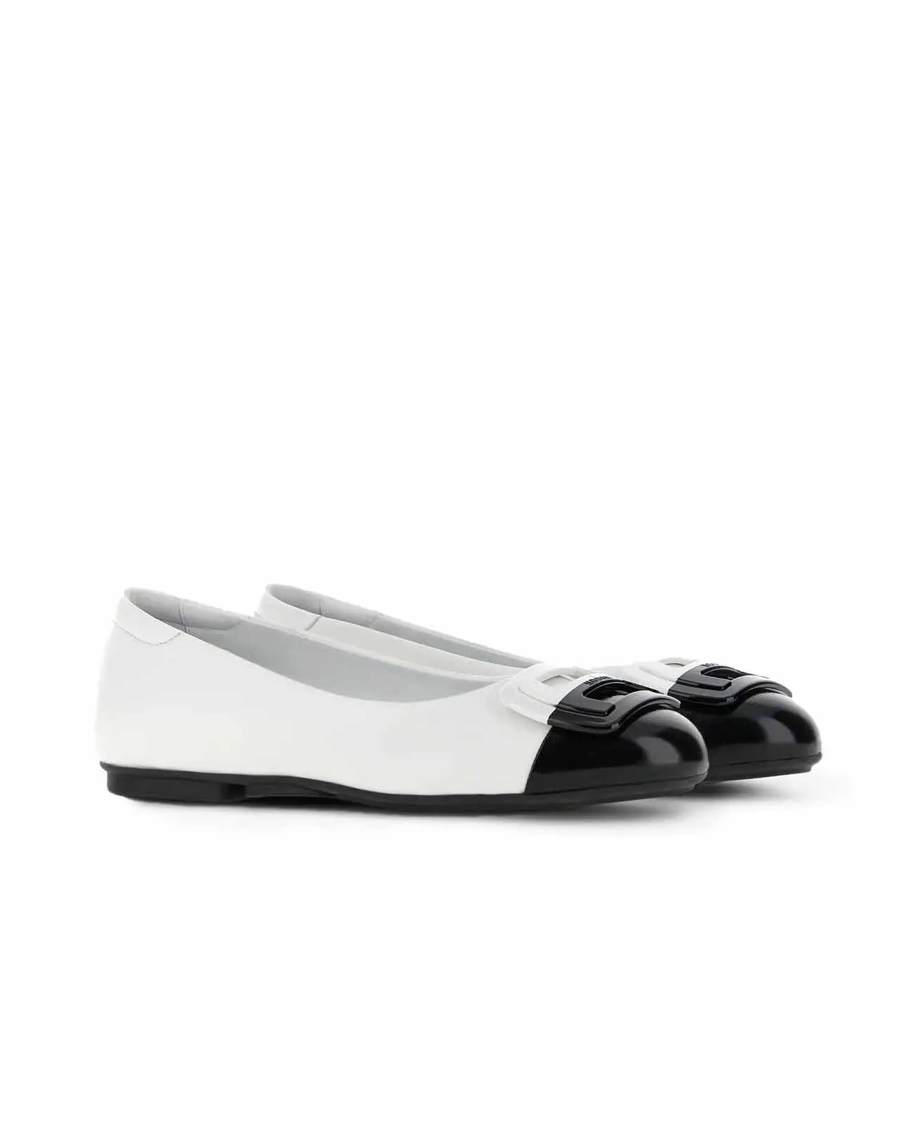 Ballerina H661 pelle bianco nero