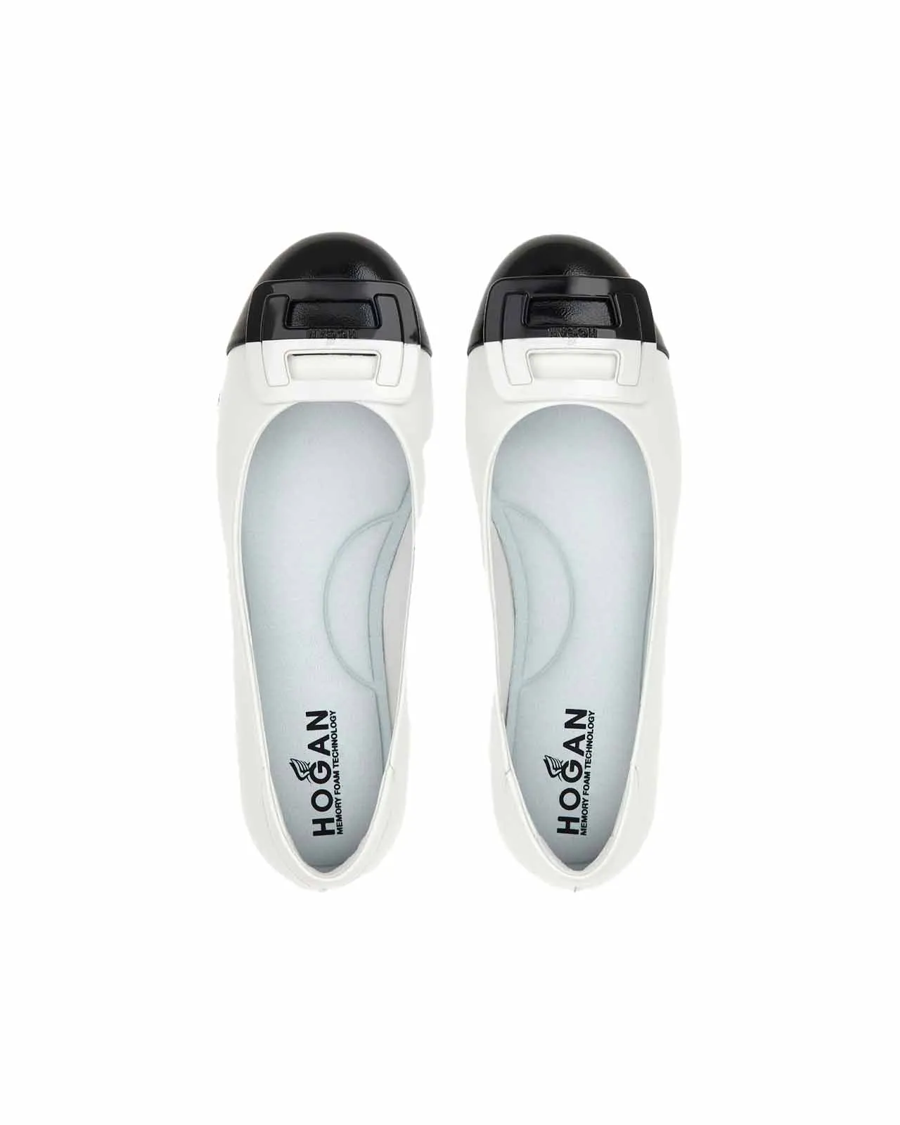 Ballerina H661 pelle bianco nero