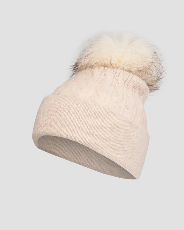 Berretto beige in cashmere da donna William Sharp