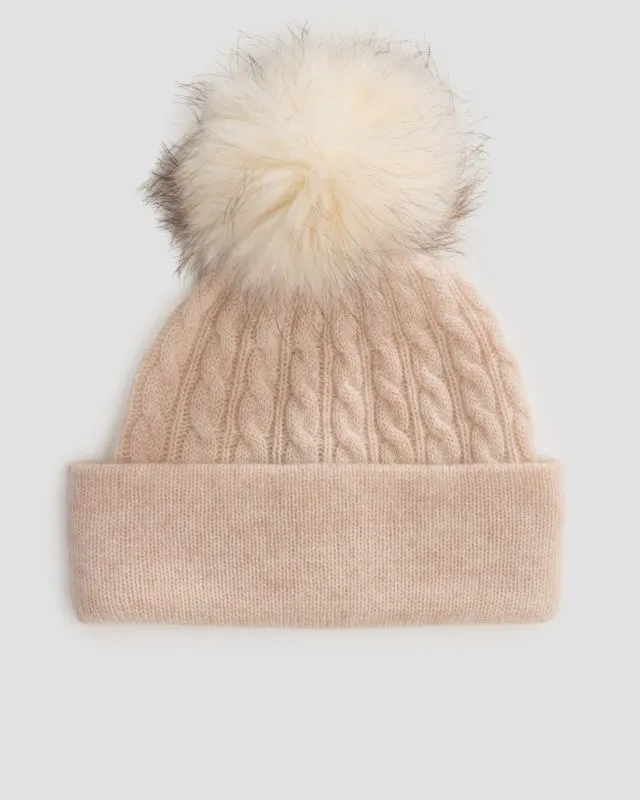 Berretto beige in cashmere da donna William Sharp