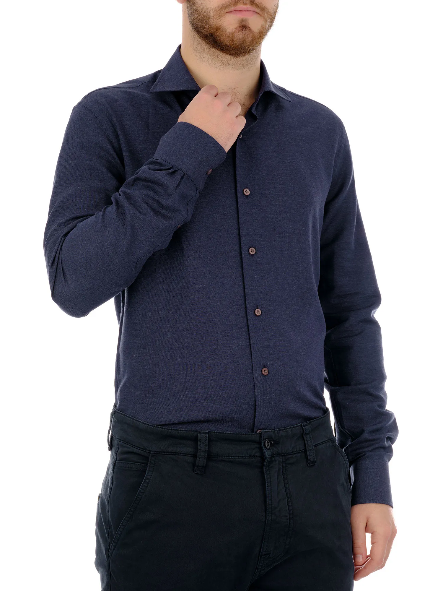Blue Cashmere and Cotton Shirt
