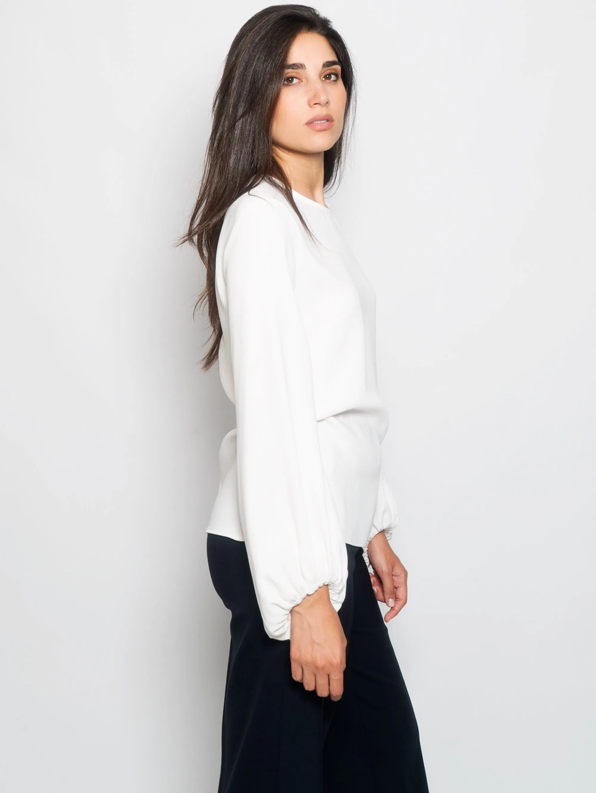 Blusa con Manica a Palloncino Panna