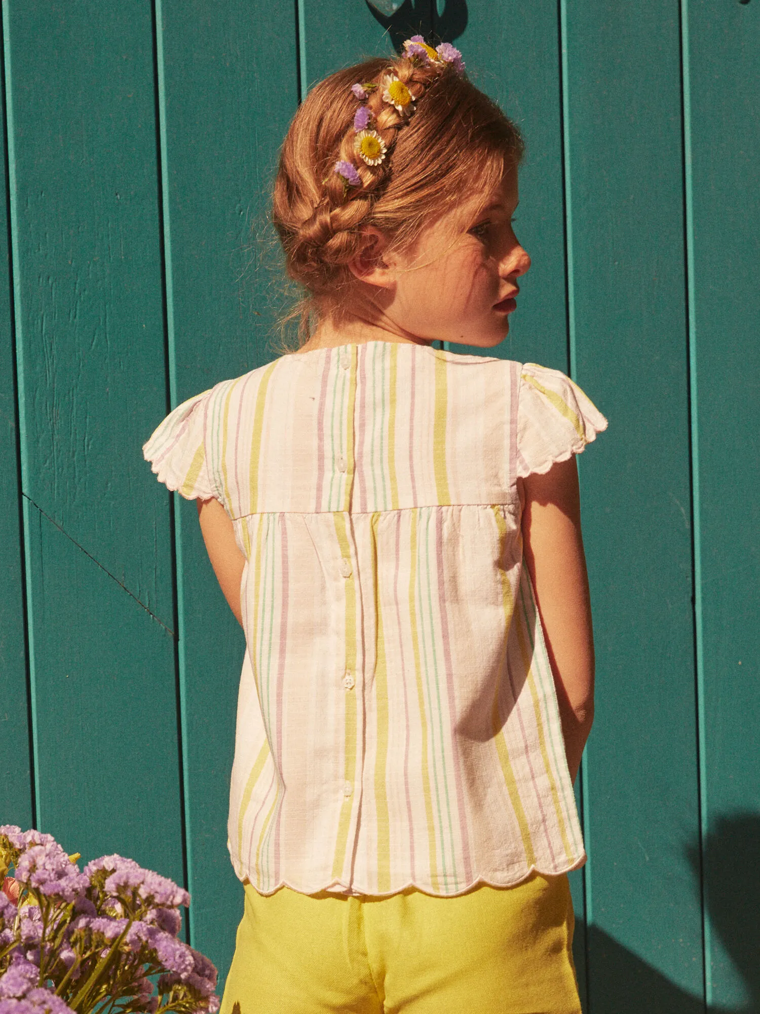 Blusa ecrù con stampa a righe    