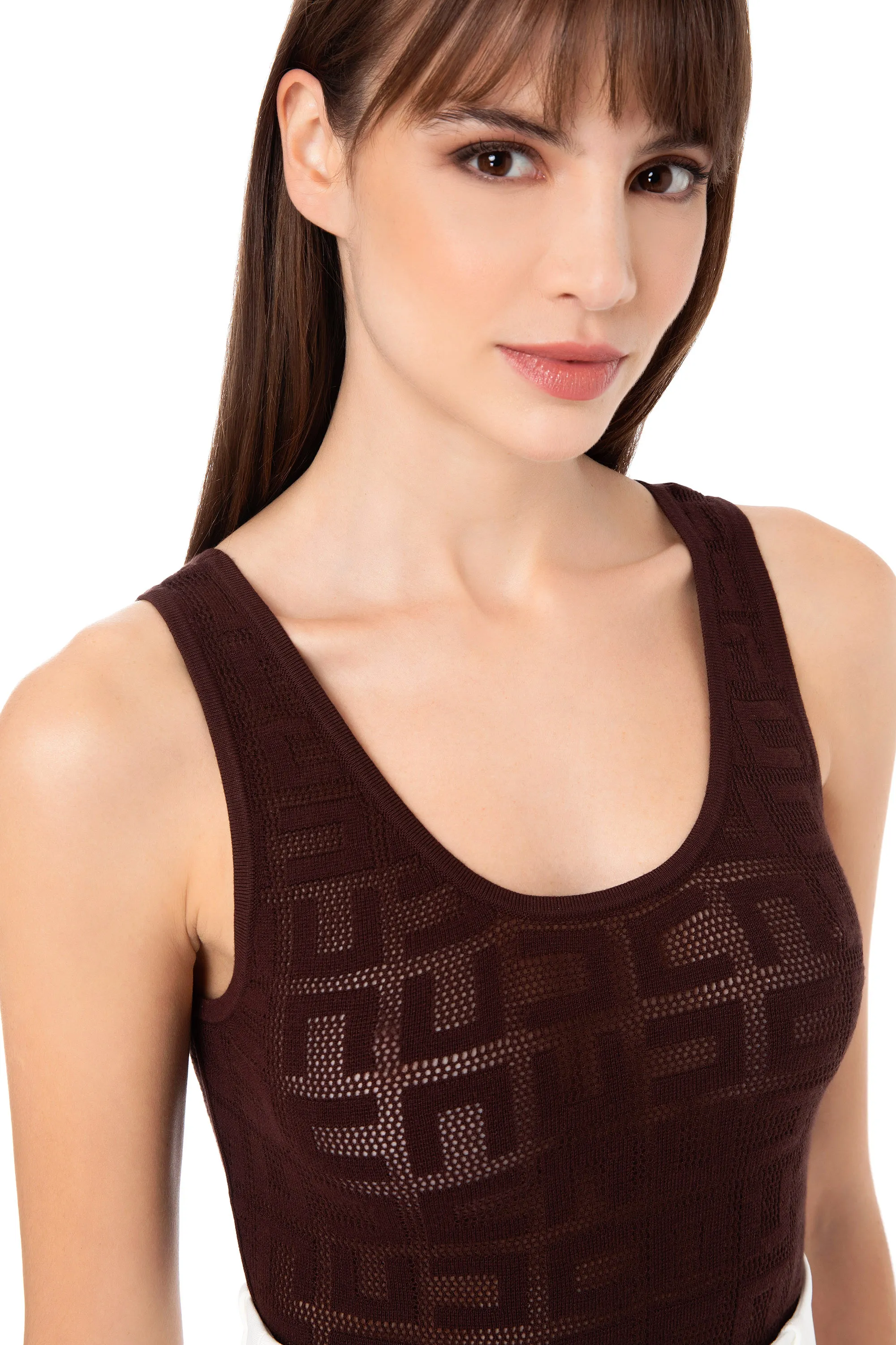 Body smanicato logo in punto rete