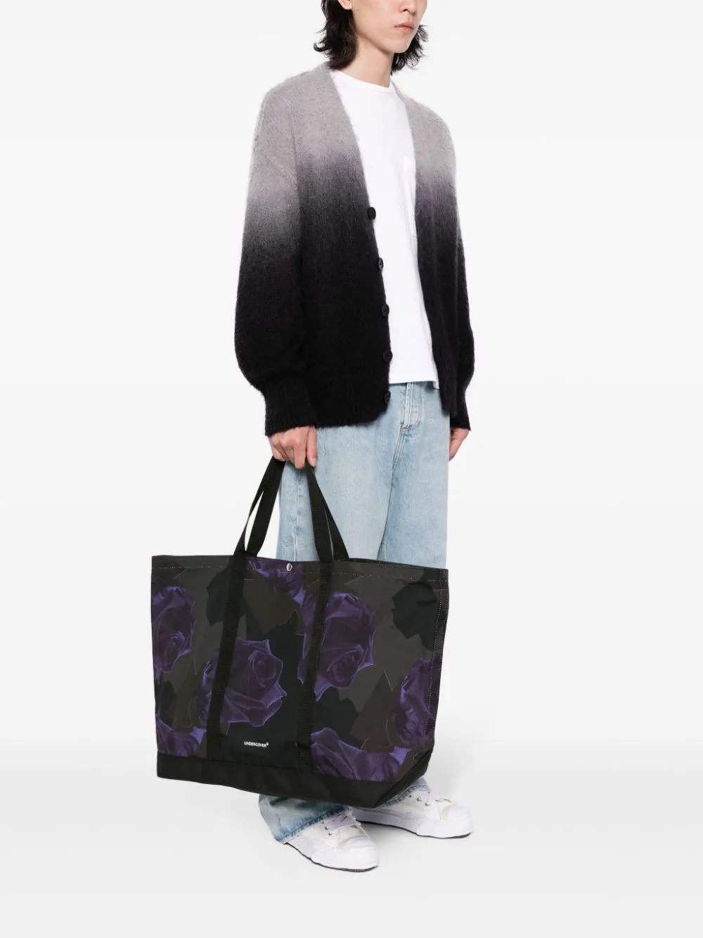 Borsa a mano con stampa in nero - uomo