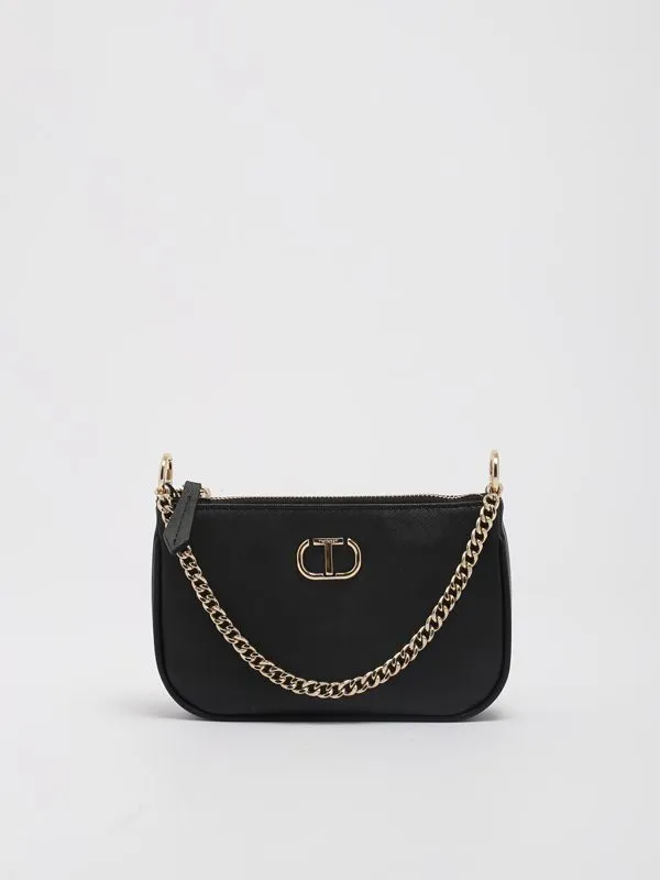 Borsa donna Twinset Petite in ecopelle con catena Nero