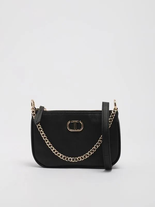 Borsa donna Twinset Petite in ecopelle con catena Nero