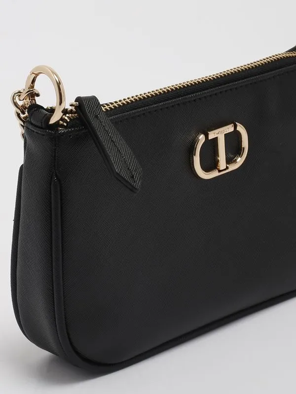 Borsa donna Twinset Petite in ecopelle con catena Nero