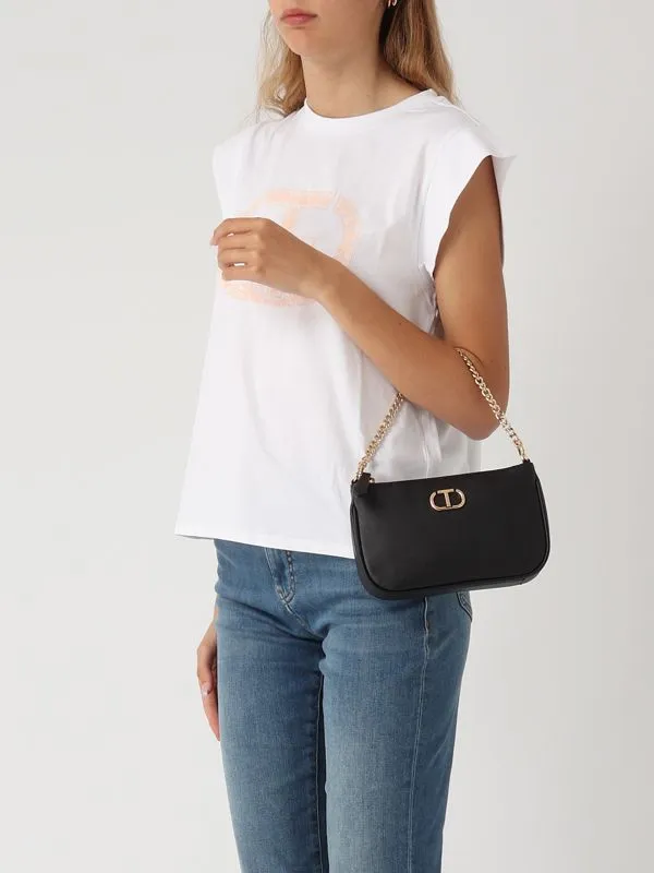 Borsa donna Twinset Petite in ecopelle con catena Nero