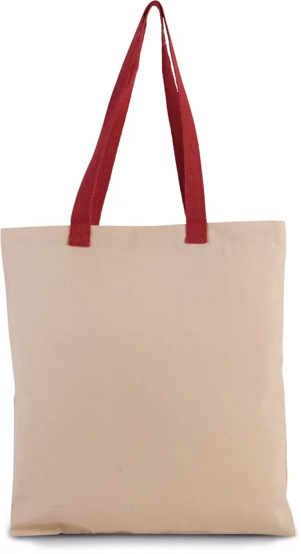 Borsa shopping in tela piatta con manico a contrasto