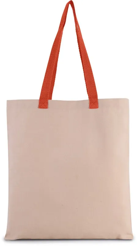 Borsa shopping in tela piatta con manico a contrasto