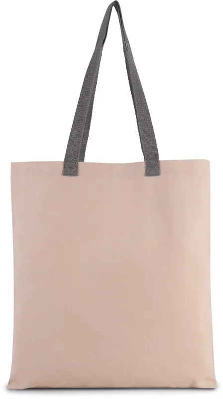 Borsa shopping in tela piatta con manico a contrasto