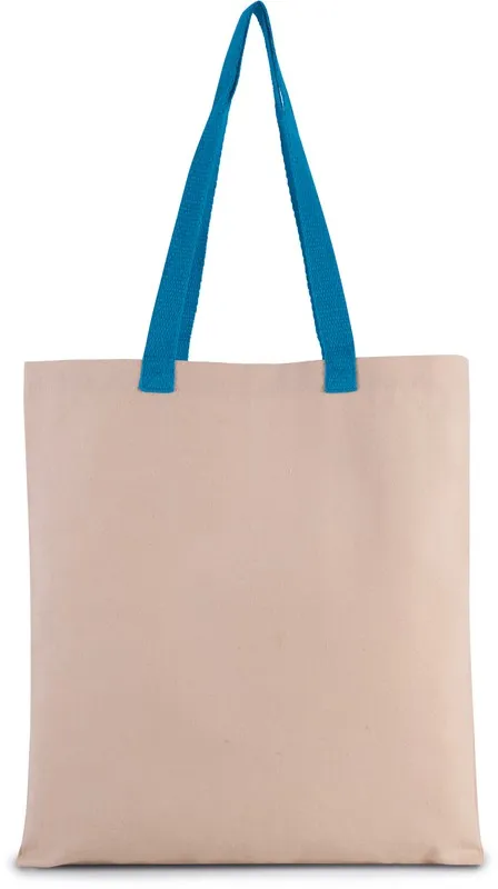 Borsa shopping in tela piatta con manico a contrasto