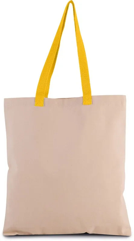 Borsa shopping in tela piatta con manico a contrasto