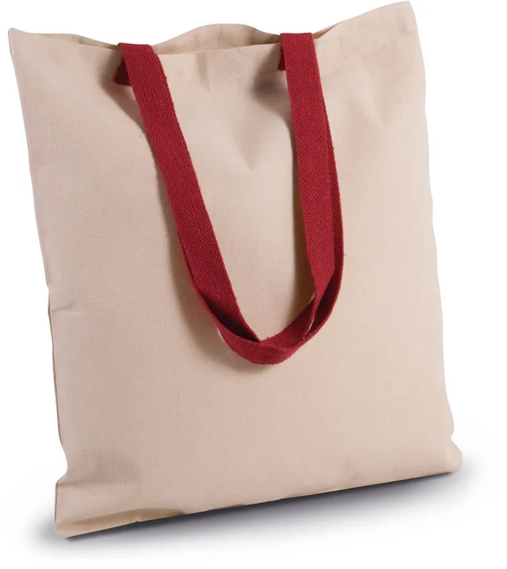 Borsa shopping in tela piatta con manico a contrasto