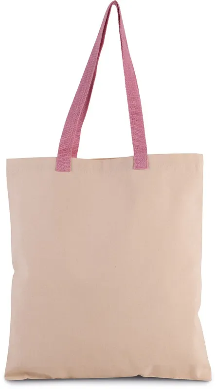 Borsa shopping in tela piatta con manico a contrasto